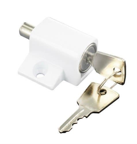 New White Sliding Patio Locking Door Bolt / Window Security Lock +2 Keys +Fixings
