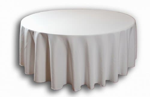 White 108"R Round Banqueting Polyester Tablecloth Wedding Reception ...