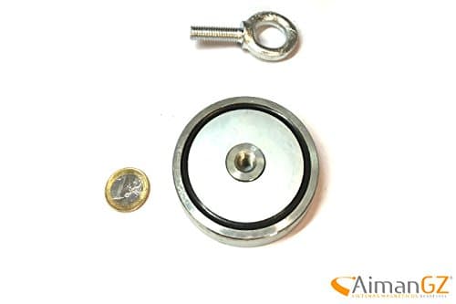 1 superiman with Hook, 75 mm Diameter x 16 mm thick – 200 kg pull for Fishing with Magnets