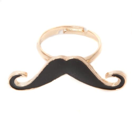 Black Enamel Moustache Ring