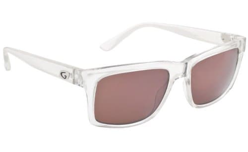 Guideline Eyegear Swell Sunglass, Clear Crystal Frame, Spring (Flash Silver Mirror) Polarized Copper Lens, Large