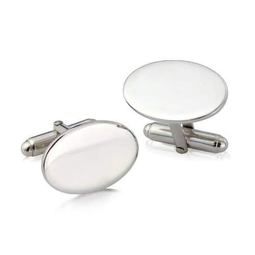 Plain Hallmarked Engraved Sterling Silver Oval Cufflinks. FREE ENGRAVING