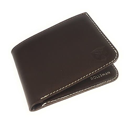 ROLLSMAN. Wallets for men. NFC and RFID blocking protection system, Ultra slim & handmade high quality, genuine leather wallet. The best wallets for gifts. Made in Spain. (Brown)