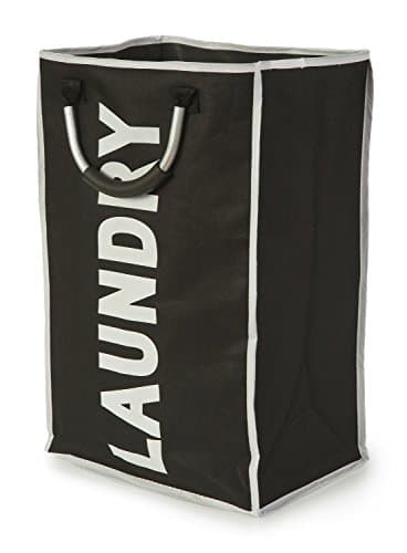 Lado Large Black Folding Collapsible Laundry Basket Bag Bin Storage Hamper with Aluminium Handles
