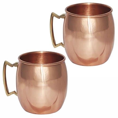 Set of 2, TeraShopee ® Solid Copper Mug for Moscow Mules 550 ML / 18 oz - 100% Pure Copper Best Quality Lacquered Finish