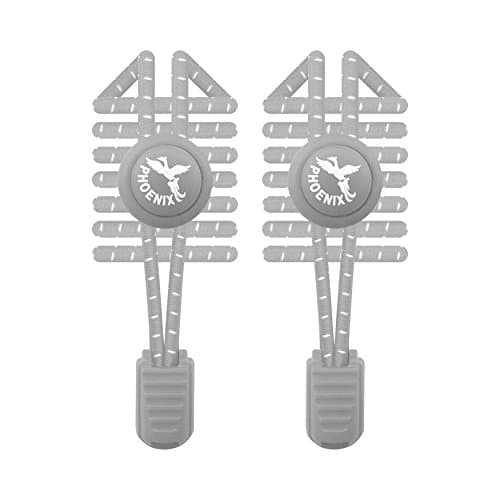 Phoenix Fit UK - No tie Elastic Lace System with lock - Easy to install in a range of colours. Great for runners, children, older generation &amp; active lifestyles - 1 Pair (Space Grey)