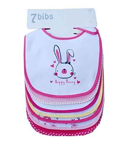 Double Layer Cotton with Waterproof Back Bandana Drool Soft Absorbent Drooling Bibs (7 Pieces) (baby girls)