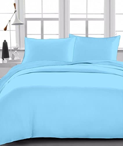 4 Piece Sheet Set 400 Thread-Count Egyptian Cotton king Size (+36 Cm) Pocket Depth, Light Blue Solid