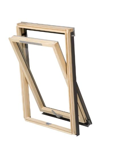 RoofLITE DVX M8A (78cm x 140cm) Centre-Pivot Pine Roof Window and SFX Slate Flashing Package