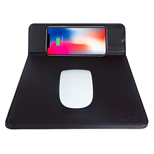 Lusaf Wireless Charger, Qi Wireless Charging Mouse Pad for iPhone X, iPhone 8, iPhone 8 Plus, Samsung Galaxy S7 S7 Edge S6 S6 Edge and Other All Qi-Enabled Devices(Chocolate)