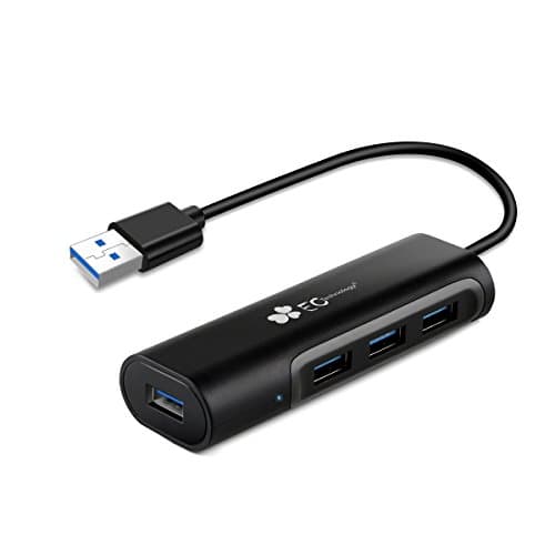 EC Technology 4-Port USB 3.0 Hubs Super Speed Data Transfer Rates up to 5Gbps for Windows, Mac OS, Linux With Built-in 10 Inch Cable-Black