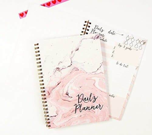 Daily Planner Notebook, Spiral Notebook A5, Marble Notebook, To Do List Notebook, Undated Planner, 50 Sheets