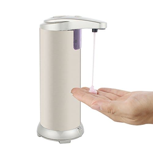 Premium Automatic Touchless Sensor Soap Dispenser - Fingerprint Resistant Brushed Stainless Steel - Hand Sanitiser compatible - NEW Moistureproof Base