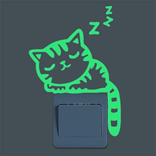 Cat light Switch Sticker Glow in the Dark Luminous Removable Wall Decals Art Mural for Kids Room Bedroom Home DIY 3PCS Decor