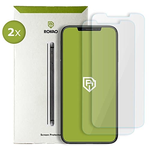 iPhone X Screen Protector Glass Premium [2-Pack] ROKAO Anti-Blue Light iPhone 10 Tempered Glass Bubble Free Film 9H Hardness HD Clarity Cover Ultra Transparent