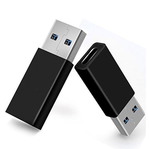 MYECOGO Type C USB C Adapter, Hi-speed USB-A 3.0 Male(Type -C) to USB-C Female Adapter OTG Support, Data Syncing and Charging for New Macbook, Samsung Galaxy S8 Plus(USB 3.0 to Type-C 2 Pack Black)
