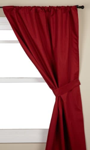 Stylemaster Rio 2 by 42 by 84-Inch Foam Back Rod Pocket Panel Pair with 2 Tiebacks, Crimson