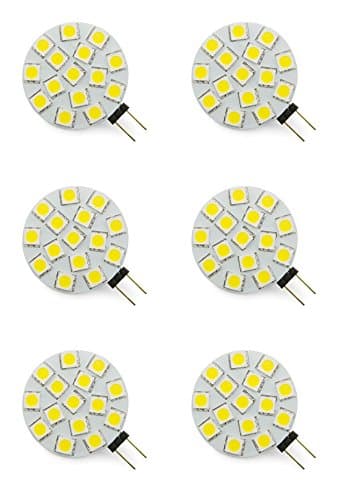 G4 Bi Pin Lamp LED Light Bulb Side Mount 2 Pin 12V 24V 8V 30V Replacement for Halogen Lamp of Interior Bulbs of Boats Yacht Bus Campers RV & Any Low Volt Home Lightings - Pure White, 3.75W (Pack of 6)