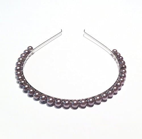Silver Grey Glass Pearl Beaded Headband