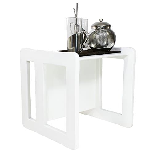 3 in 1 Adults Multifunctional Small Coffee Table One Piece or Children's Montessori Table or Chair Beech Wood, White Stained
