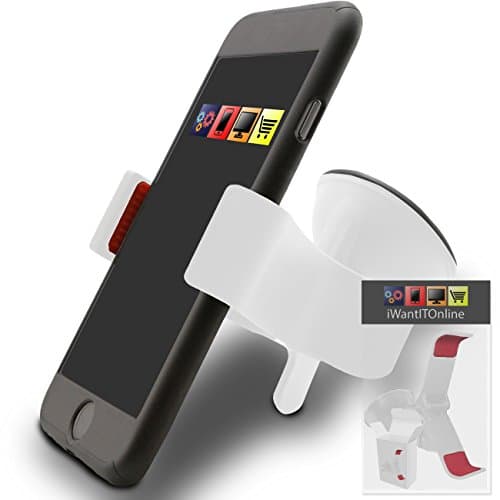 IWIO Samsung M850 Instinct HD White SuperClaw Multi-Directional Dashboard / Windscreen, Case Compatible (Use with or without your existing case!) Clip On Suction Mount In Car Holder