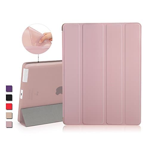 iPad 4 Case, iPad 3 Case, iPad 2 Case, iMucc Smart Case Cover + Matte Shell Soft TPU Back For Apple iPad 2/3/4 Built-in Magnet Stand with Smart Cover Auto Wake/Sleep (Rose Gold)