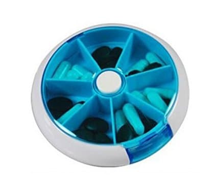RISISUNG 7-Day Round Tray Pill Box Cases Container Storage Dispenser Medicine Vitamins Heath Care