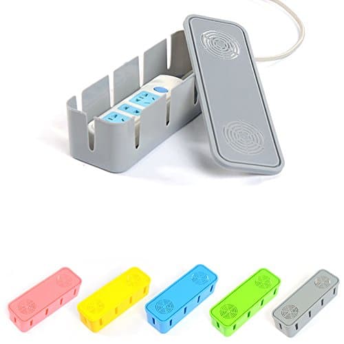 Cable Storage Box, Honana Cable Tidy Power Strips Box Cable Wire Storage Box Cable Holder Wire Storage Box Cable Management Box for Desk,TV, PC, Home and Office Grey