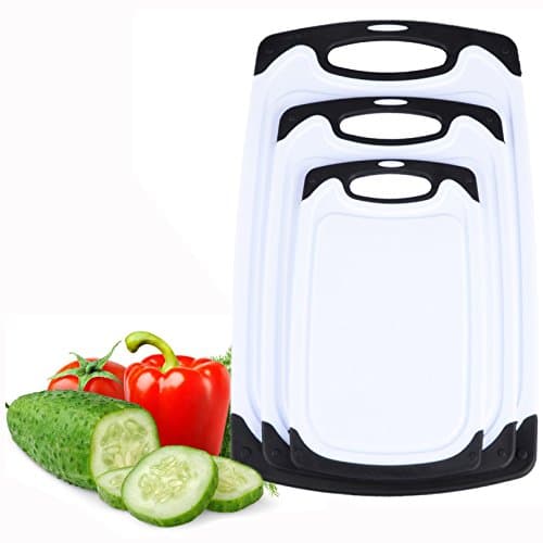 Gearmax 3-Piece Plastic Cutting Board Set Kitchen Carving Boards Safe Chopping Boards with Anti-Slip Handle