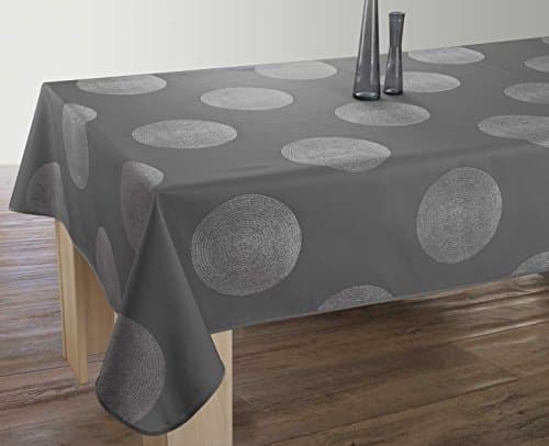 Tablecloth - Anti-Stain - Cercles Dark grey - size : Rectangular 59x137 inches