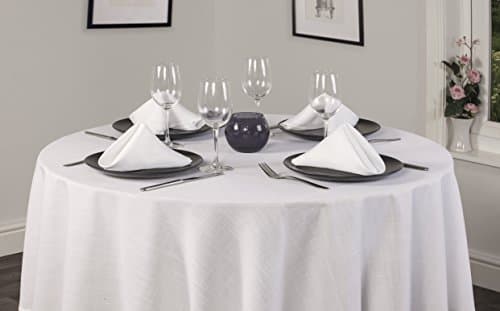 Essentials Collection Cream Plain Polyester 69in (175cm) Tablecloth And 4 Napkin Package Set. Round (Circular) Tablecloth. Ideal For Christmas. Ideal For 4-6 Place Settings. All Sizes Approximate
