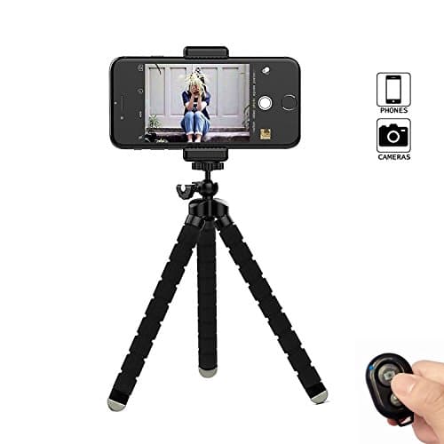 Tripod for iphone,Adjustable Octopus Flexible Gopro Tripod Stand with Remote Shutter and Universal Clip Adapter Selfie Tripod for iphone iPad Android Gopro Action Camera Home Travel and Video