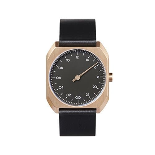 SLOWMo 14 - Black leather, Rose Gold Case, Black Dial