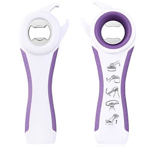Premium All-in-one Multi-function Stainless Steel Blade Personalized Jar Opener for Various of Kitchen Cans, Bottles, Wine, Beer and Soda Pops(Purple)
