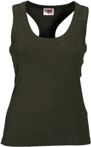 U.S BASIC LADIES RACERBACK VEST TOP - 6 GREAT COLOURS (L - SIZE 12, ARMY)