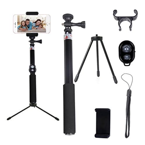 KAINI Bluetooth Selfie Stick with Tripod, Bluetooth Remote Shutter for iPhone, Huawei Samsung and Other Smartphones, GoPro, Black