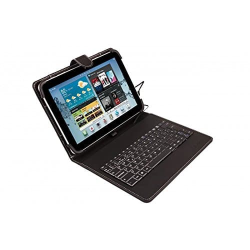 Silver HT - Universal case with QWERTY keyboard in Spanish for 9 to 11 inch tablets, with micro USB/Type-C cable