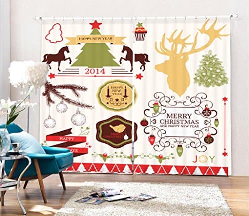 KKLL Blackout Curtains 3D Printing Solid Thermal Noise Reducting Panel Curtain for Bedroom Living room Window Drapes, wide 2.03x high 1.6