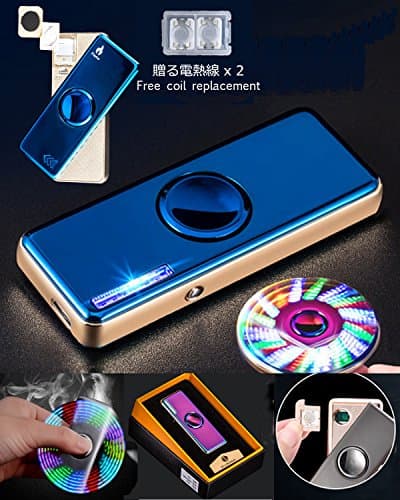 LED Rotable Electronic Lighter - Flameless Lighter Rechargeable Windproof Best for Lighting Cigarettes, Candles &amp; More Includes USB Cable &amp; Luxury Gift Box (#3-BLUE)