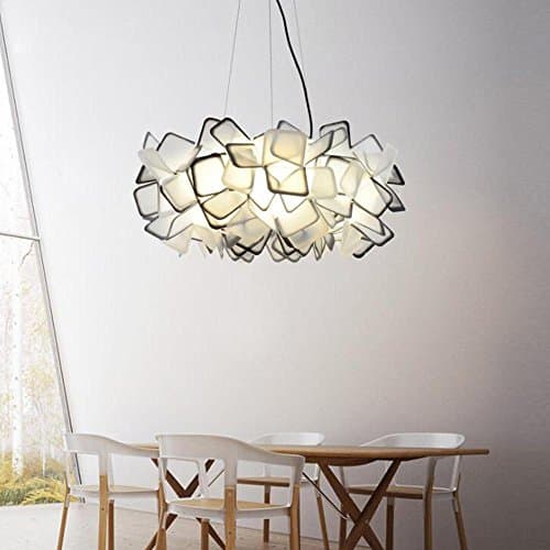 Modern Round Pendant Light Elegant Romantic Cloud Design Hanging Lighting Iron and Acrylic Patch Pendant Lamp Bedroom Living Room Dining Room Lights,Ø53cm,2*E27*Max 60W