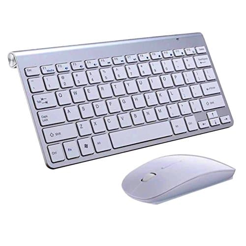 Wireless Keyboard & Wireless Mouse 2.4G Wireless Keyboard Fit Windows 10/8/7 / Vista / XP and Android Smart TV Use (Silver)