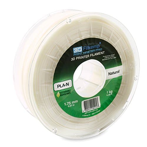 3D Filkemp Print Master Pro 3DF175PLAN11-01 Next Generation PLA 3D Printer Filament, Spool, 1.75 mm Diameter, Natural