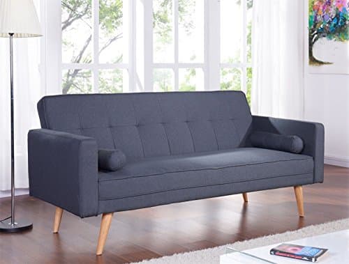 D & G Sofas Retro Modern Fabric click clack sofa bed Grey or Beige (Grey)