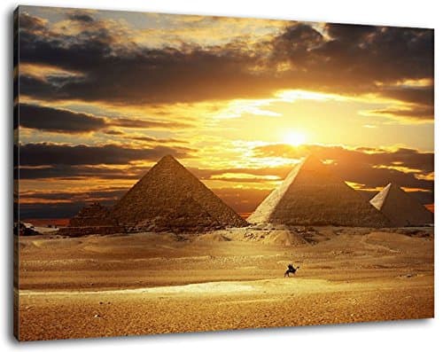 Pyramids in Egypt Size: 60x40 cm Image strung on canvas, huge XXL images completely finished and framed with stretcher, Art print on wall picture with frame, cheaper than painting or picture, no posters or poster