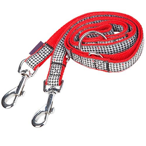 Luxury Nylon Pet Dog 3 Point Lead Leash With Patterned Straps (Black and Multi Small)