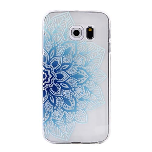 Samsung Galaxy S6 Edge Case, YHcase Accessory Ultra Thin Transparent Clear Soft Gel TPU Silicone Case Cover for Samsung Galaxy S6 Edge -Blue Flower