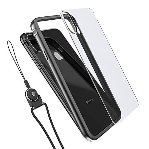 iPhone X Case, Anodized Aluminum Frame With Inner Silicone Cover Lightweight Shockproof Bumper Metal &amp; TPU Cover Case for iPhone X (Black)