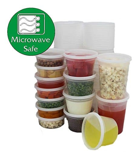 Pack of 8, Plastic Round Leak proof Container, Microwave & Freezer Safe with Sturdy Well Fitted Lid. (16oz - 470ml)