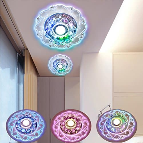 LED Ceiling Light, Color Changing Crystal Ceiling Pendent Light Colorful Chandelier for Hallway, Bedroom, Kitchen, Kids Room, Corridors, Foyer, Living Room, Balcony (Srew, Flower Vine)