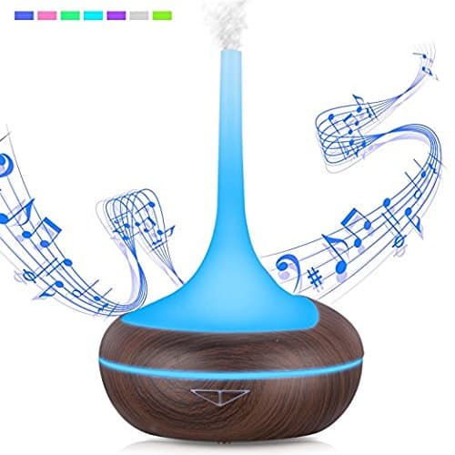 Ultrasonic Aroma Essential Oil Diffuser Cool Mist Humidifier with Smart Adjustable Mist Mode and Bluetooth Speaker, Waterless Auto Shut-off and 7-Colors LED Lights, for Office Home Beauty Yoga Spa